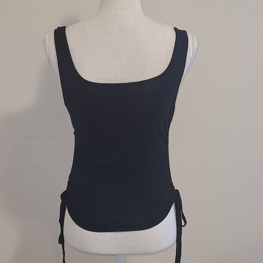 Reserve SHEIN  black drawstring side crop tank top - Picture 3 of 5